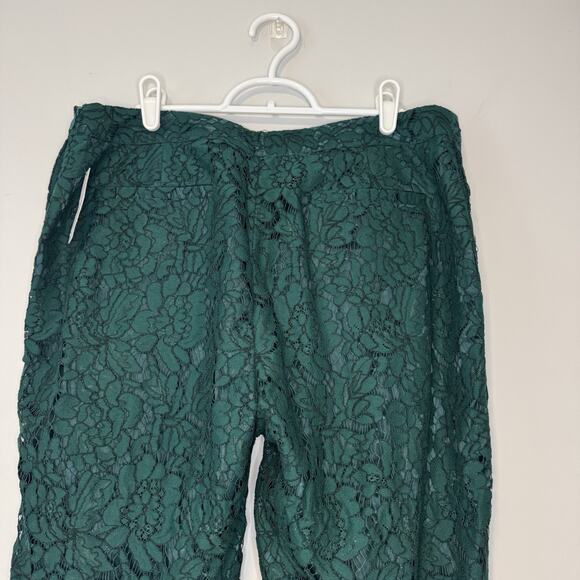 Rachel Parcell Botanica Lace Pants Women's 12 Green Scallop Hem Lined Romantic - Picture 5 of 16